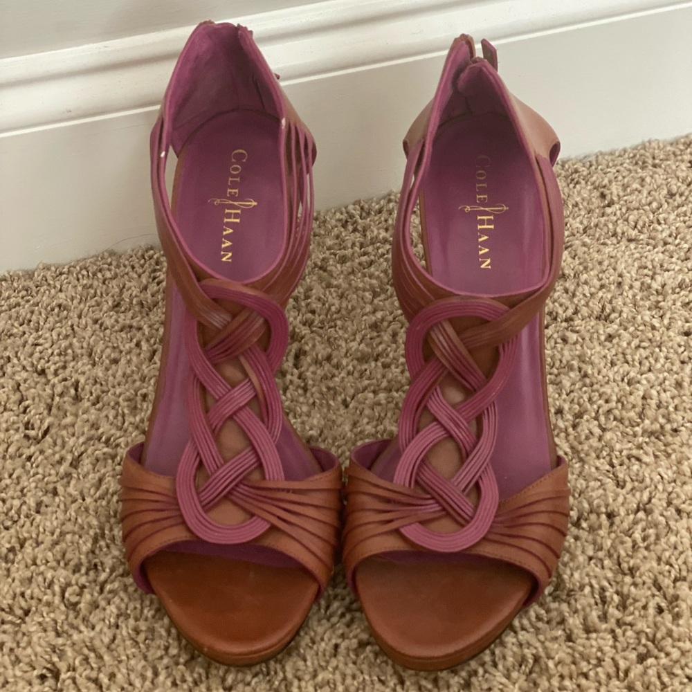 Cole haan brown & pink high heels